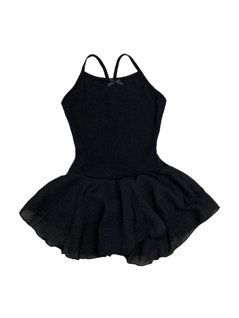 Little Girls Black Skirted 2 Layer Spaghetti Leotard 1T-8 - SophiasStyle.com